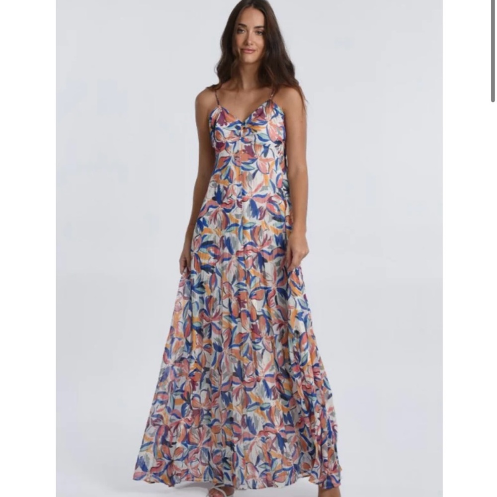 🌸 Molly Bracken Colorful Leaf Print Maxi Dress🪻